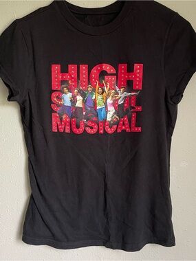 Vintage Y2K High School Musical Black Graphic Tee - Official Movie Logo Juniors